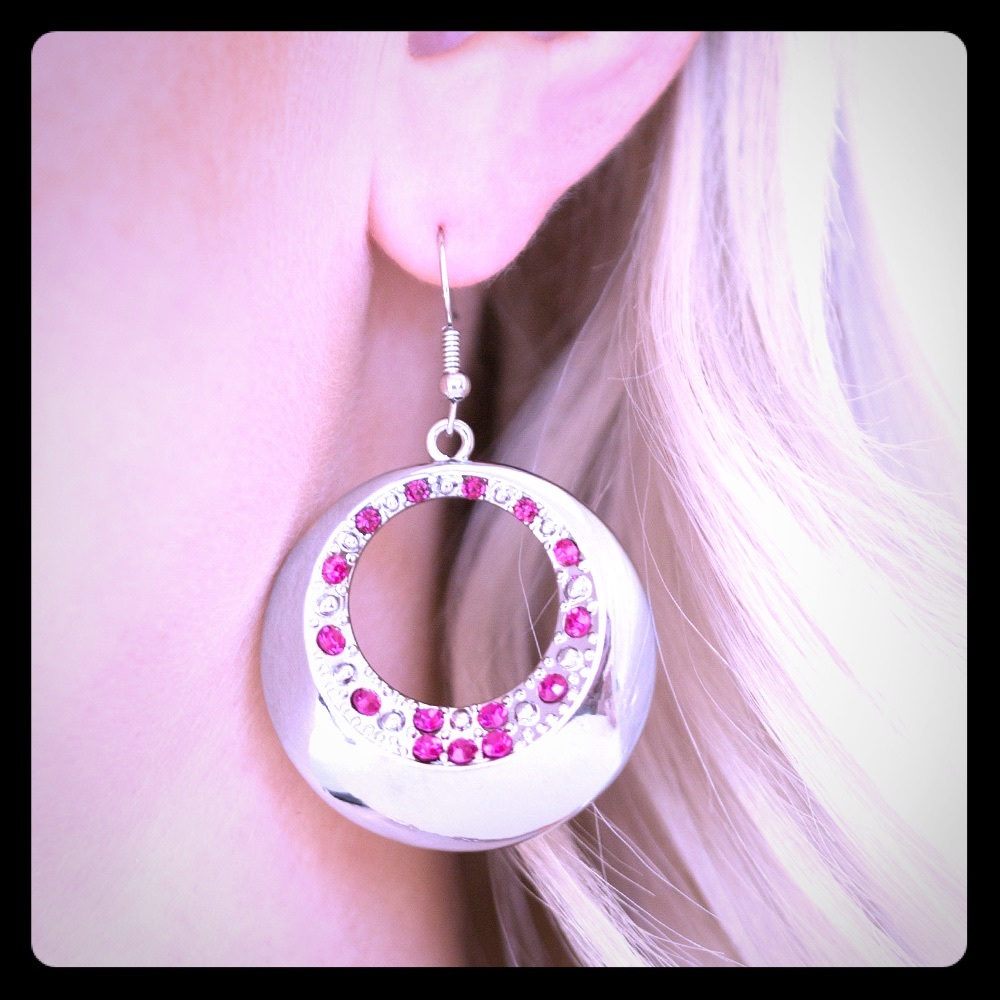 Silver and pink earrings